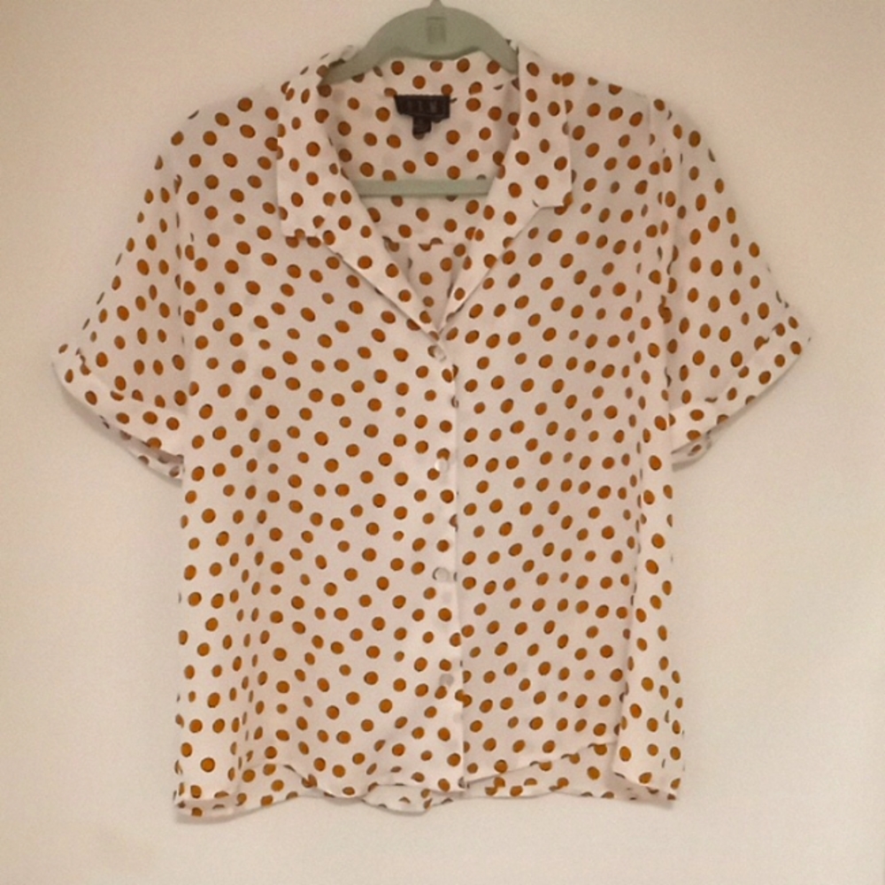 OLM women's polka dot button down shirt XL